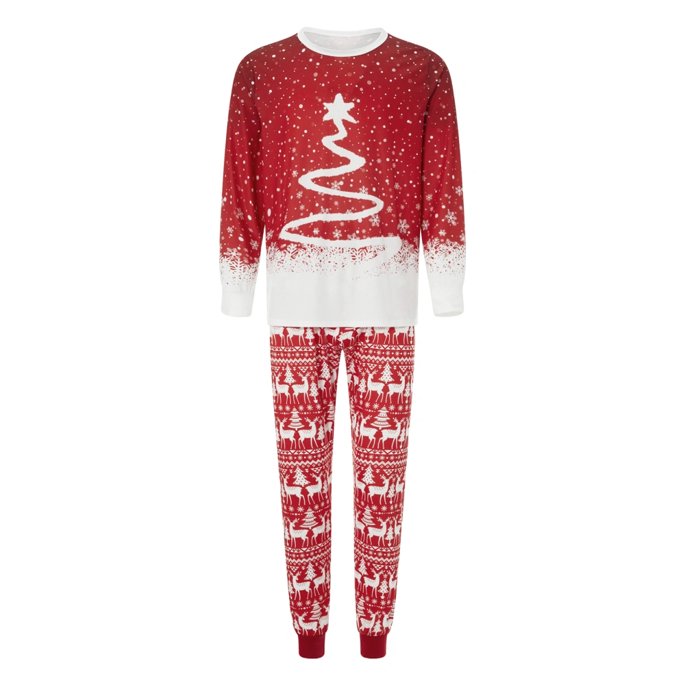 Christmas Pajamas for Family, Star Tree Print Tops+Pants Set Sleepwear