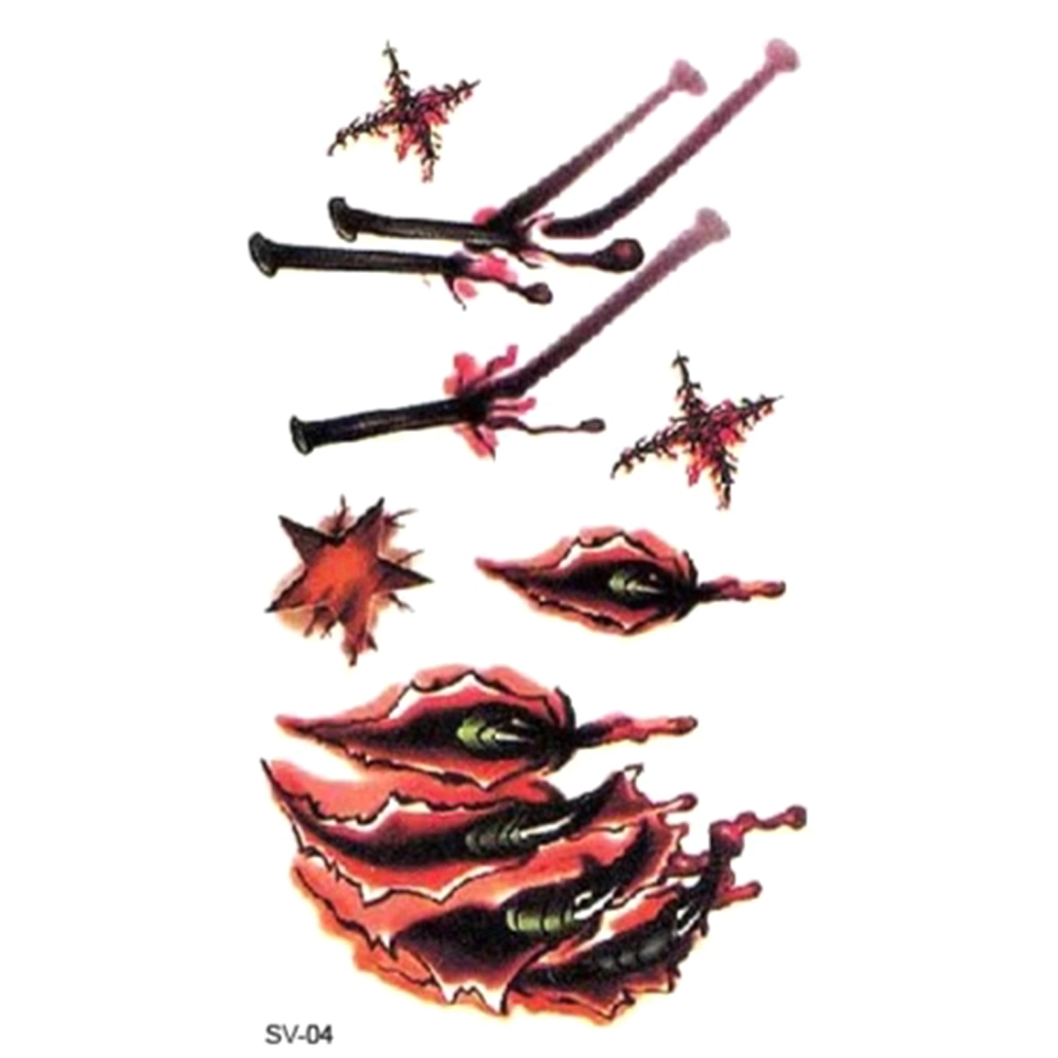 Fake Tattoo, Fake Scar Halloween Face Sticker Makeup Accessories for Cosplay Party