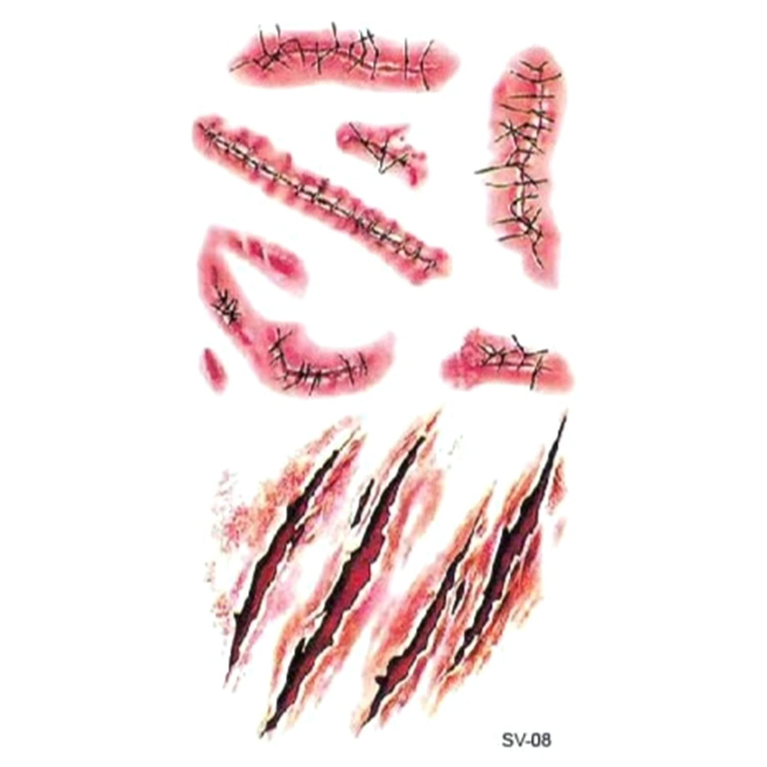 Fake Tattoo, Fake Scar Halloween Face Sticker Makeup Accessories for Cosplay Party