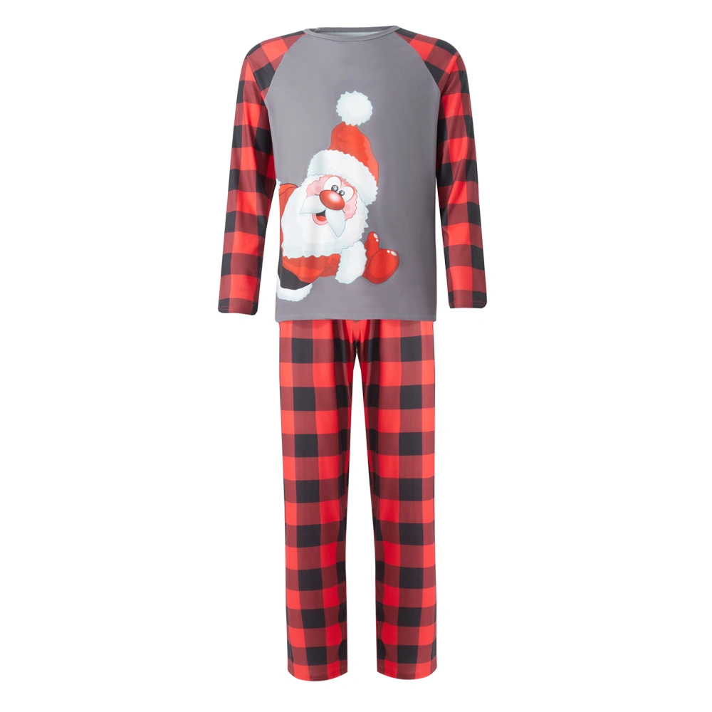 Christmas Family Matching Pajamas Set Santa Claus/Elk Tops Plaid Pants