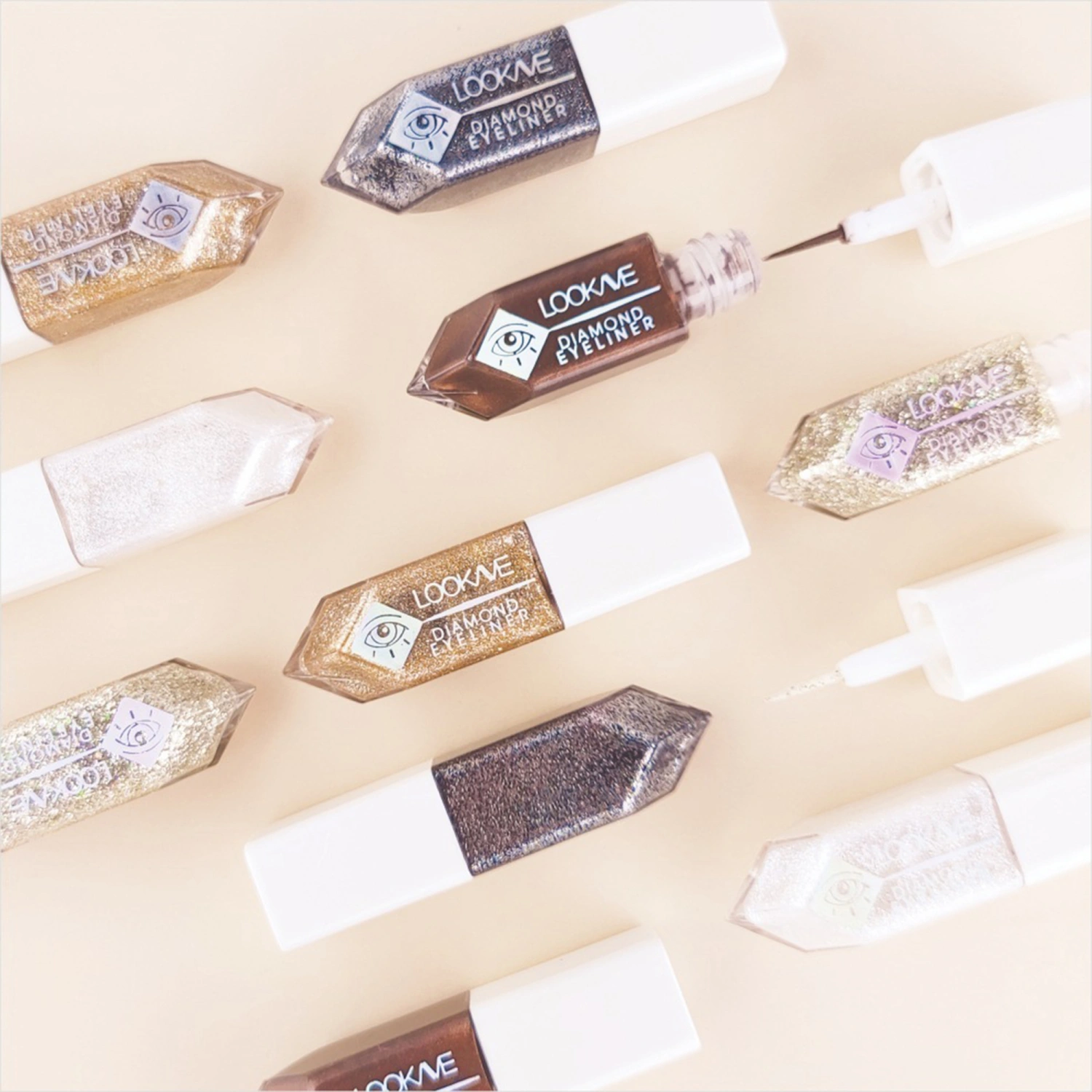 Glitter Liquid Eyeliner Metallic Shimmer White Silver Gold Diamond Eye Liner, Waterproof Long Lasting Glow Eyeliner