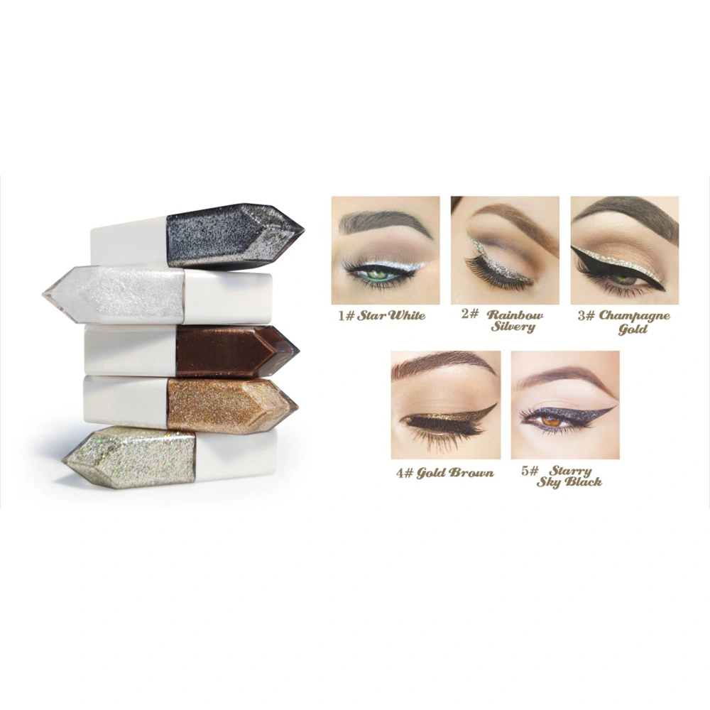 Glitter Liquid Eyeliner Metallic Shimmer White Silver Gold Diamond Eye Liner, Waterproof Long Lasting Glow Eyeliner