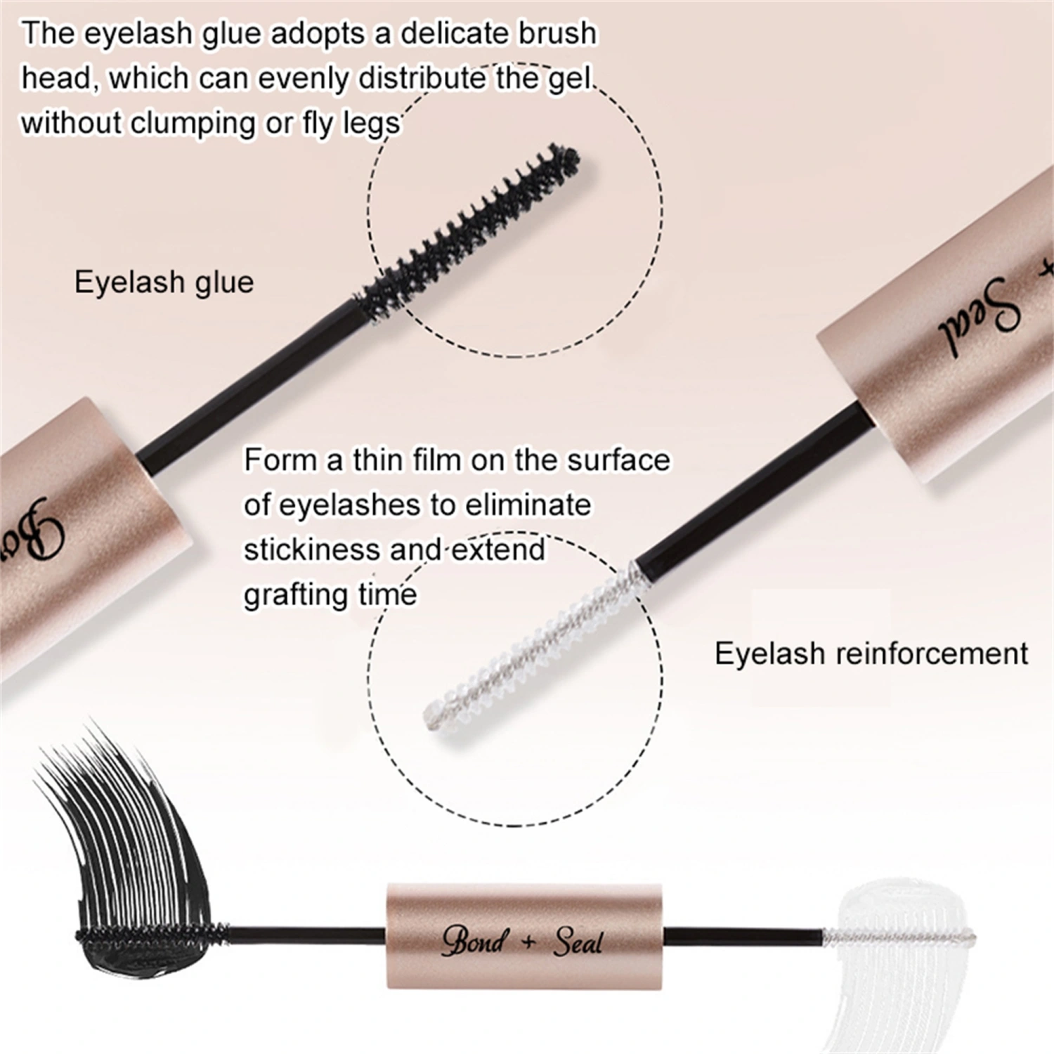Lash Bond and Sealer, Waterproof Lash Cluster Glue and Seal Eye Makeup Cosmetics for Lash Extensions