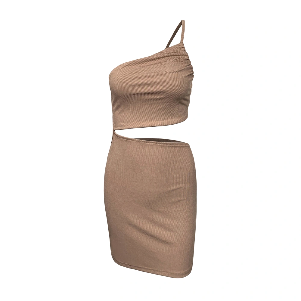 Women Slip Dress, One-sling Backless Tie-up Hollowed Bodycon Dress Slim Fit Summer Mini Dress