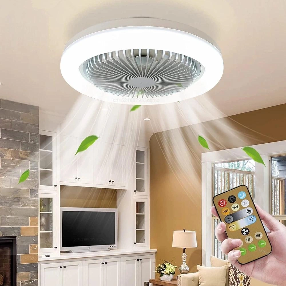 Ceiling Fans With Remote Control and Light 30W LED Lamp Fan Smart Ceiling Fan For Sitting Room Bedroom E27 Converter Base