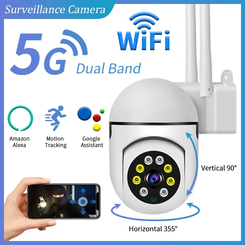 1080P 5G Dual Band Wifi Surveillance Camera 300W Full Color HD Video Security Protection Panoramic Monitoring Wireless IP Camera