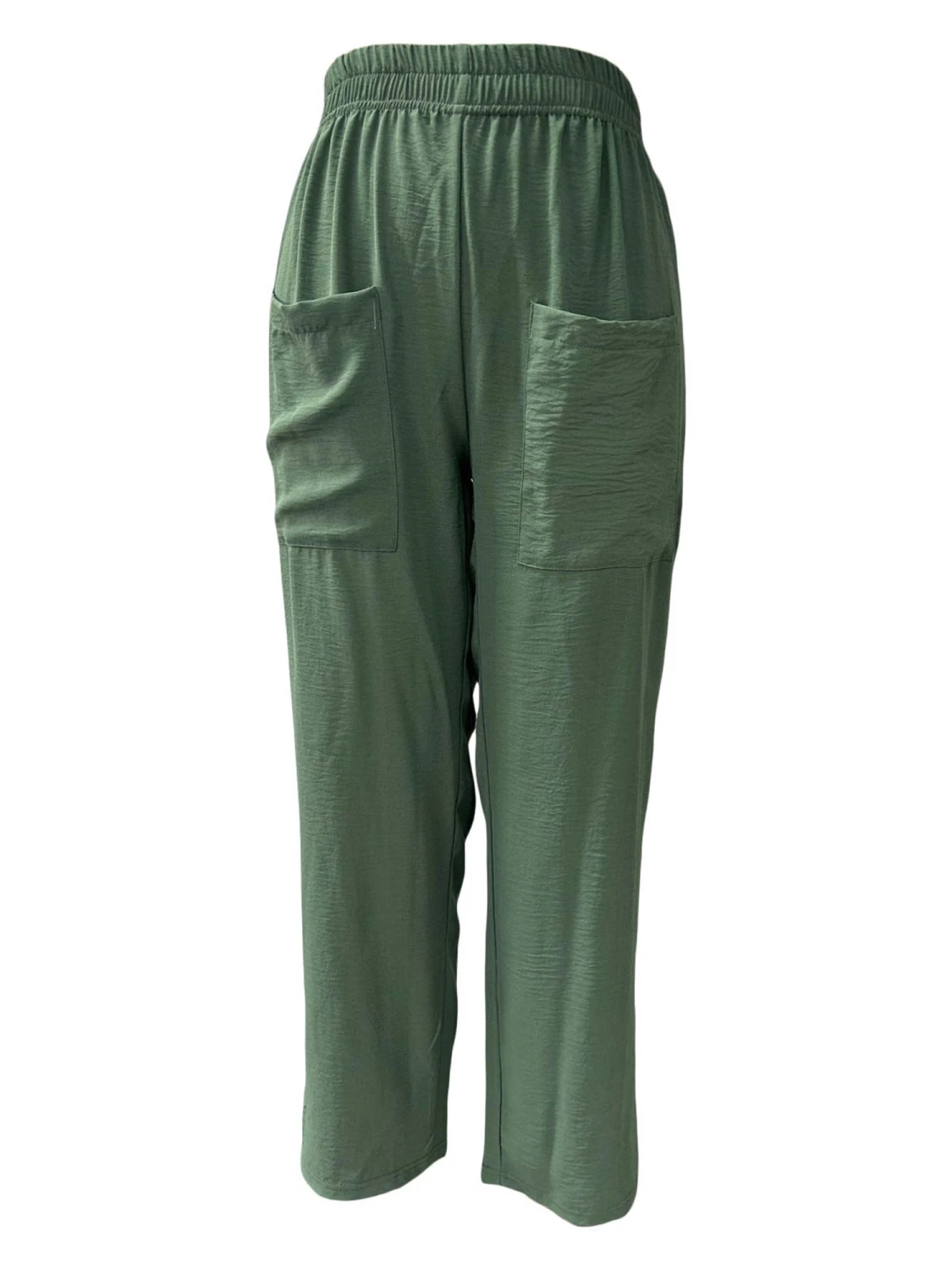 Women Casual Pants Solid Color Loose Elastic Waist Sweatpants Trousers with Pockets for Daily Work Streetwear