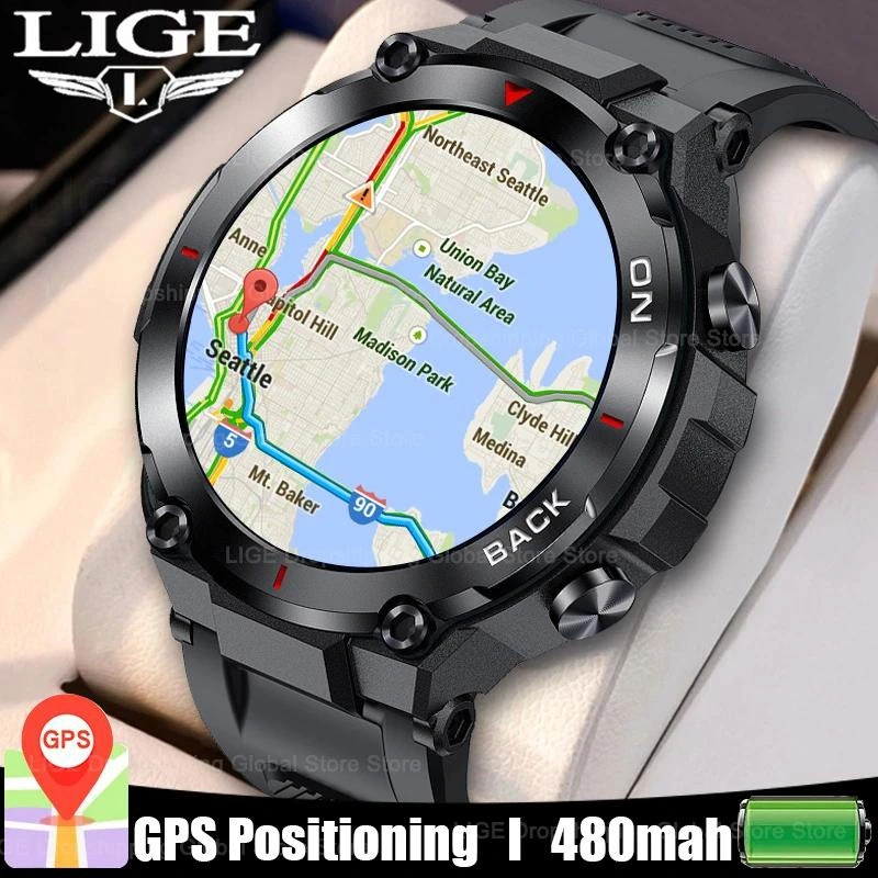 Lige 2023 GPS Smart Watch Sports Fitness Bracelet Call Reminder Heart Rate IP68 Waterproof Smartwatch For Men Android IOS Watch