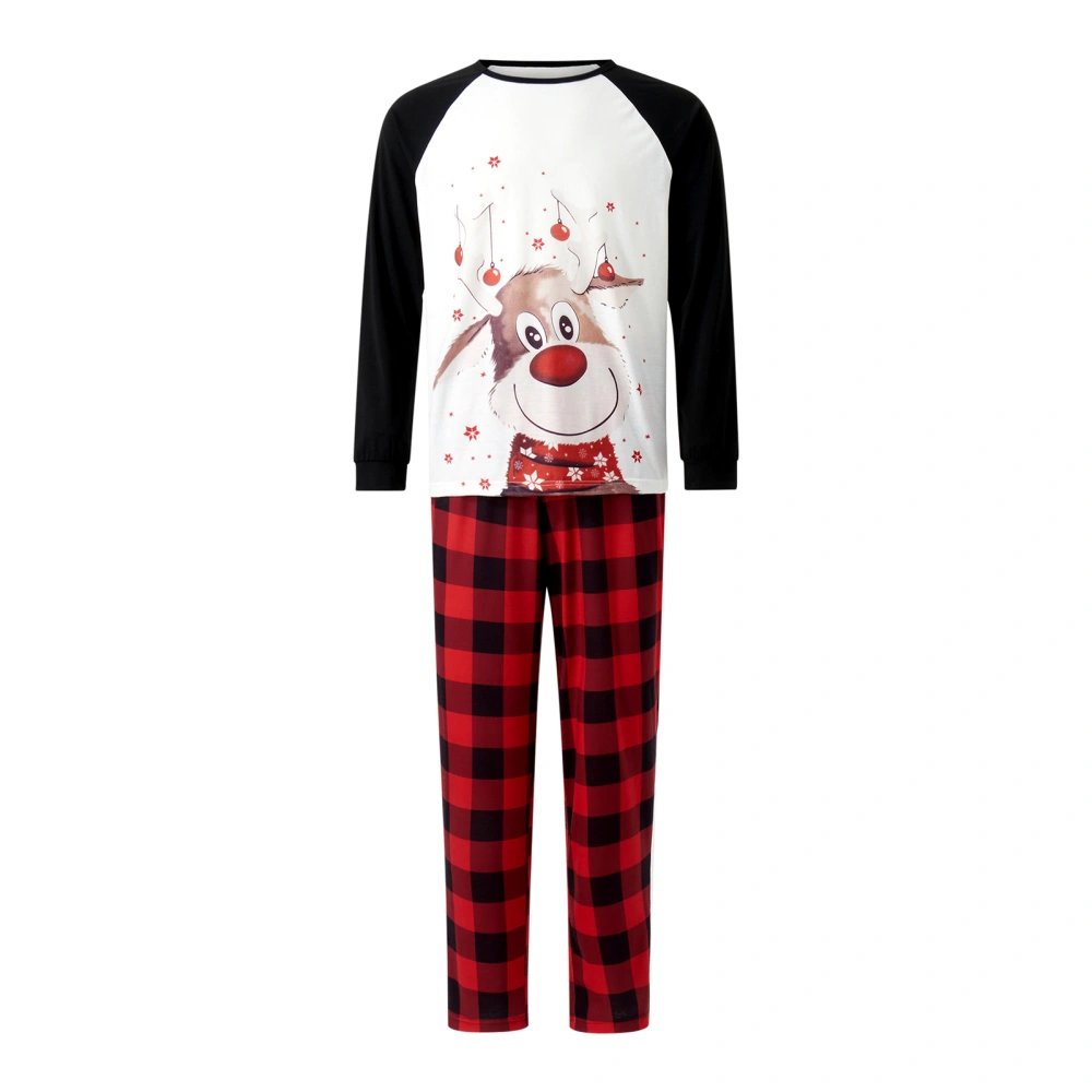 Christmas Family Matching Pajama Set Reindeer Print Tops + Plaid Pants