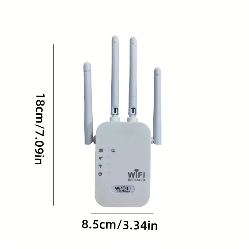 WiFi Extender, WiFi Booster 6X Stronger 1200Mbps WiFi 2.4&5GHz Dual Band(8500sq.ft), WiFi Signal Strong Penetrability 35 Devices 4 Modes 1-Tap Setup, 4 Antennas 360° Full Coverage, Supports Ethernet Port