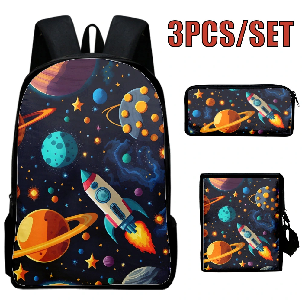 Space School Backpack,Adult Backpack Unisex,Backpack,High School Backpack For Boys,School Tote Bag For Women College,3PCS