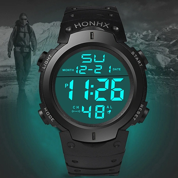 Men Fashion LED Watches Waterproof Men's Boy Digital Stopwatch Date Rubber Sport Wrist Watch Large Dial Hours