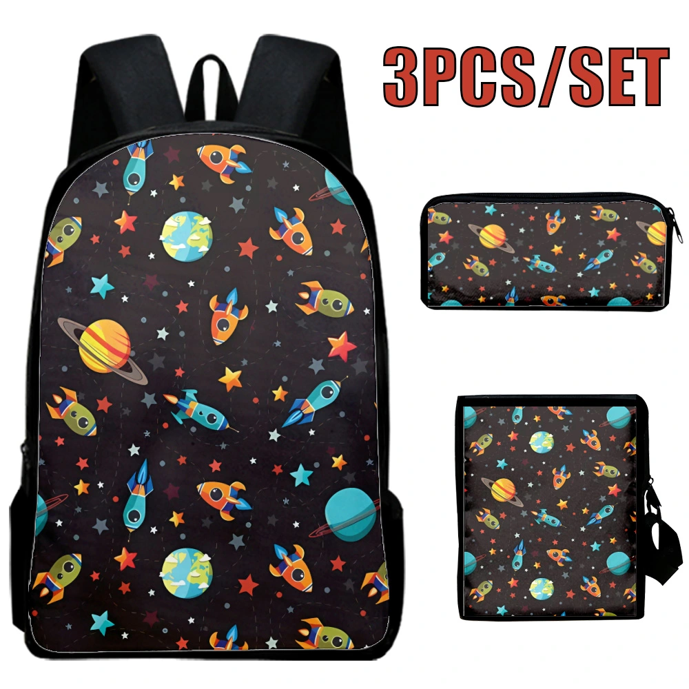 Space School Backpack,Cute School Bag,Back Pack,Back Pack For School Girls,Teenage Backpack Middle School Students,3PCS