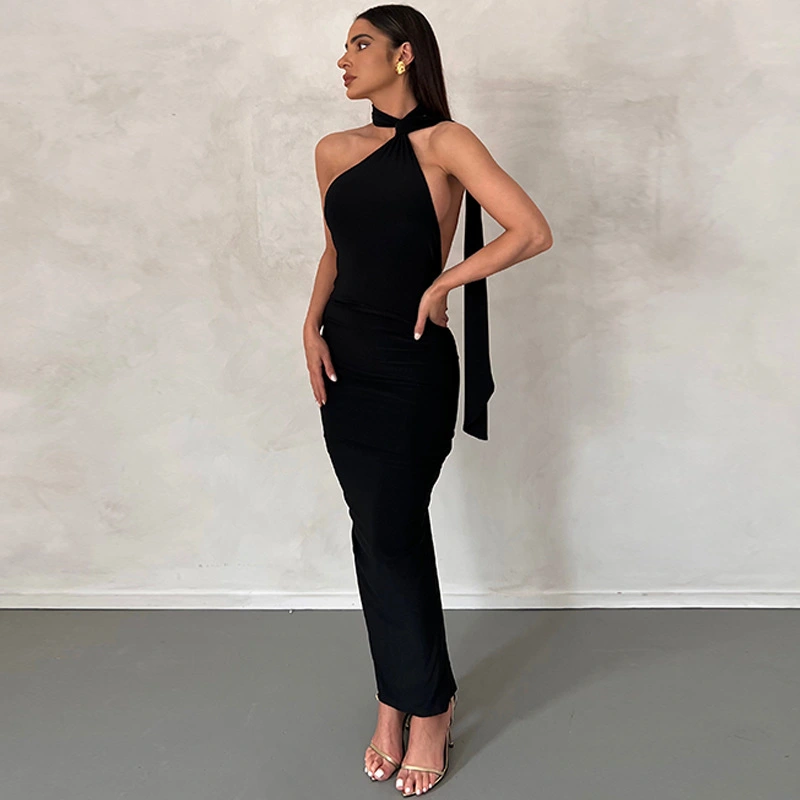 Pleated Long Sleeveless New Scarf Dress