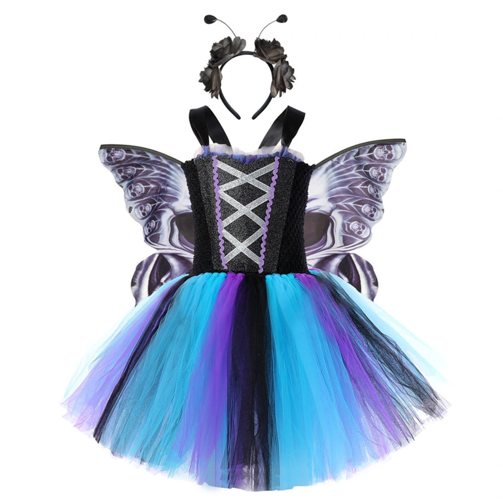 Toddler Butterfly Wings Costume Set Girls Tulle Dress Wings Headgear Set for Halloween Party Cosplay