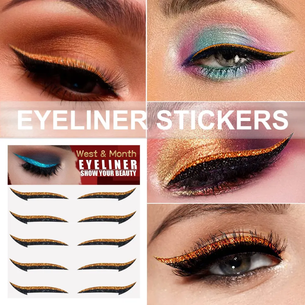 Reusable Eyeliner Stickers Glitter Self Adhesive Eyeshadow Stickers Waterproof Eye Line Strips for Party