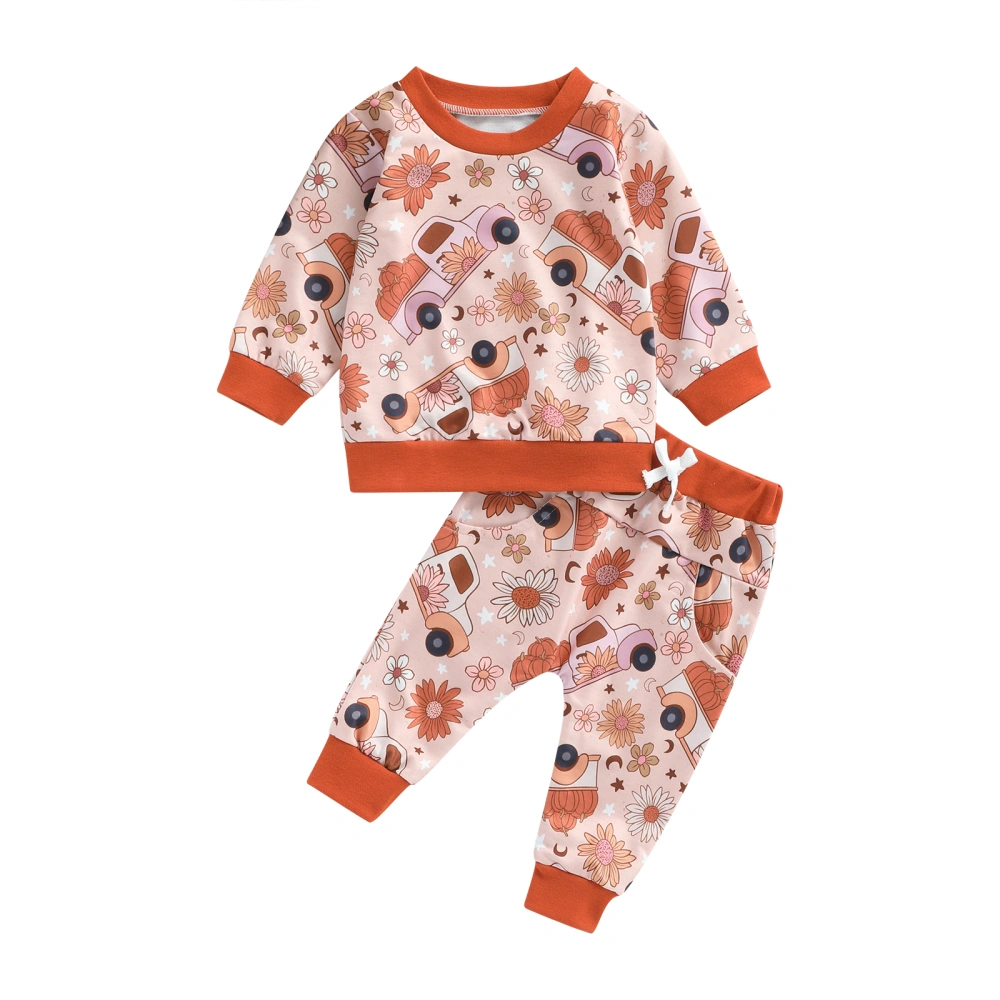 Toddler Girls Boys Fall Outfits Pumpkin/Ghost Print Long Sleeve Sweatshirts and Long Pants 2Pcs Halloween Clothes Set