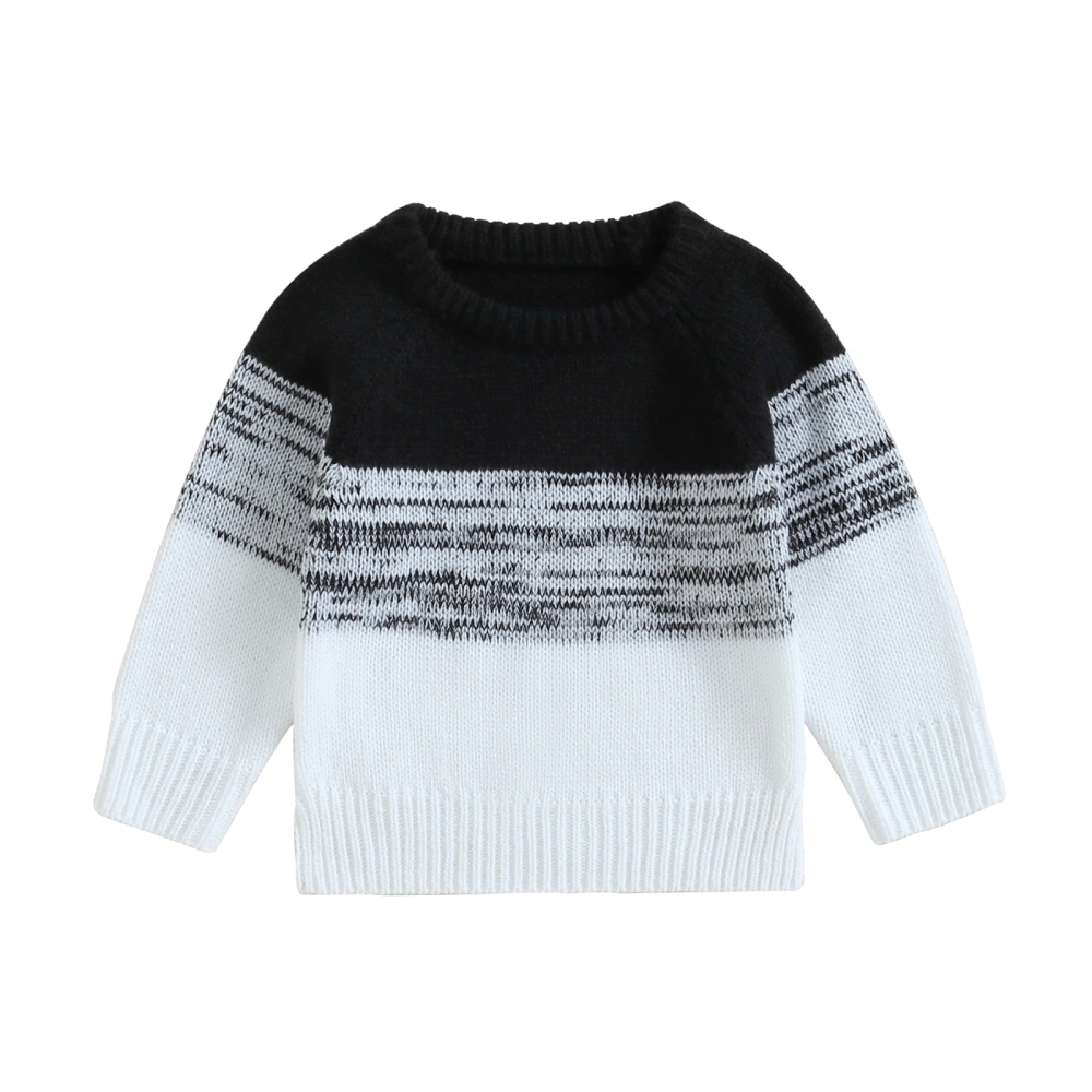 Toddler Boys Autumn Winter Knit Sweater Long Sleeve Contrast Color Pullover Tops