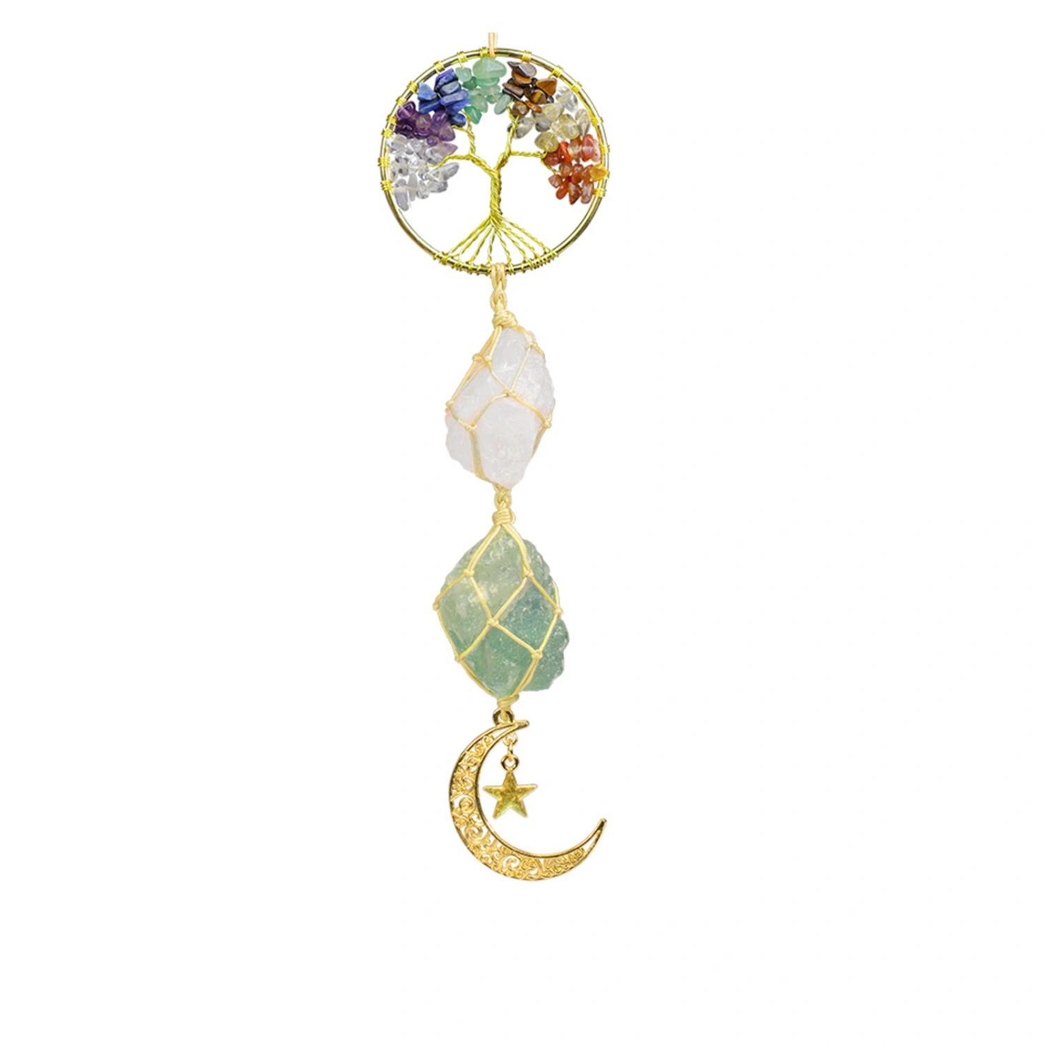 Chakra Stones Hanging Ornaments Car Rear View Mirror Decor Healing Crystal Accessories
