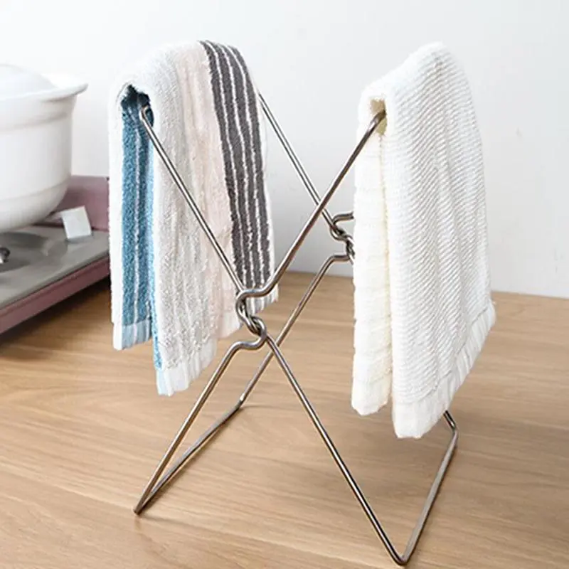 Garbage Bag Shelf Rag Rack Foldable Kitchen Trash Can Hanging Plastic Bag Shelf Storage Rack