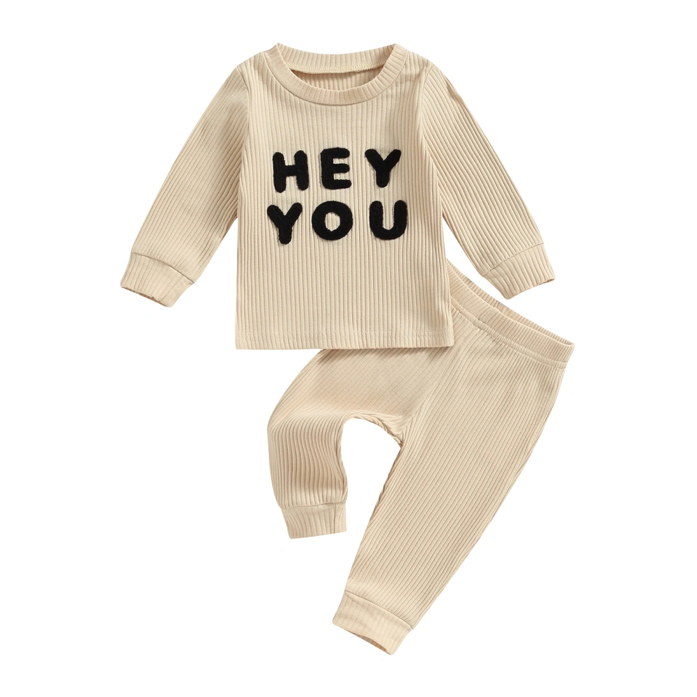 Infant Baby Knit Fall Outfits Long Sleeve Letter Print Sweatshirt Tops Pants Set Winter Clothes for Boys Girls