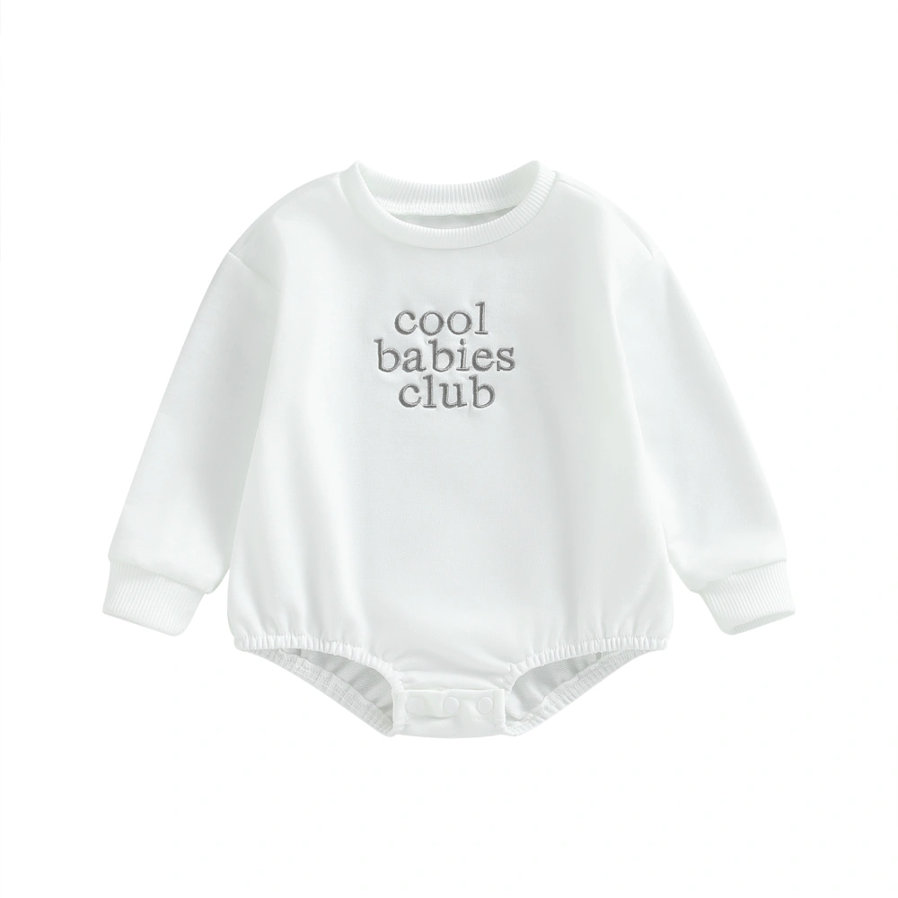 Baby Romper, Long Sleeve Crew Neck Embroidery Letters Fall Bodysuit Clothes for Girls Boys