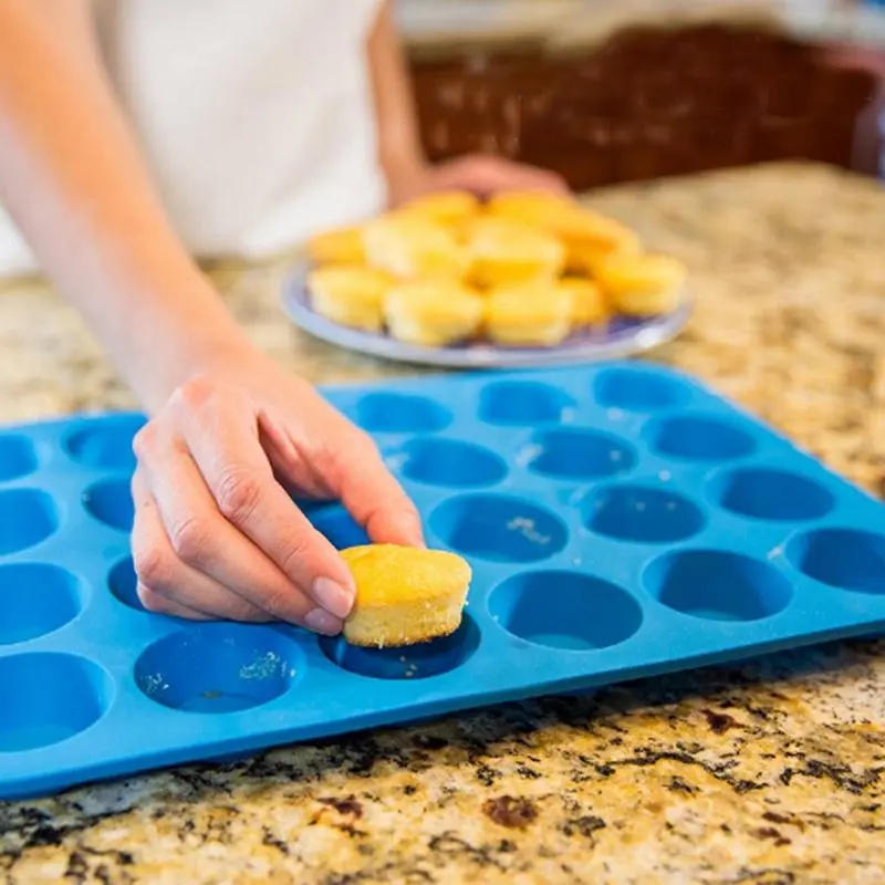 Muffin & Cupcake Baking Pan Set Blue Top Home Kitchen Rubber Trays & Molds - Plus Free Recipe EBook