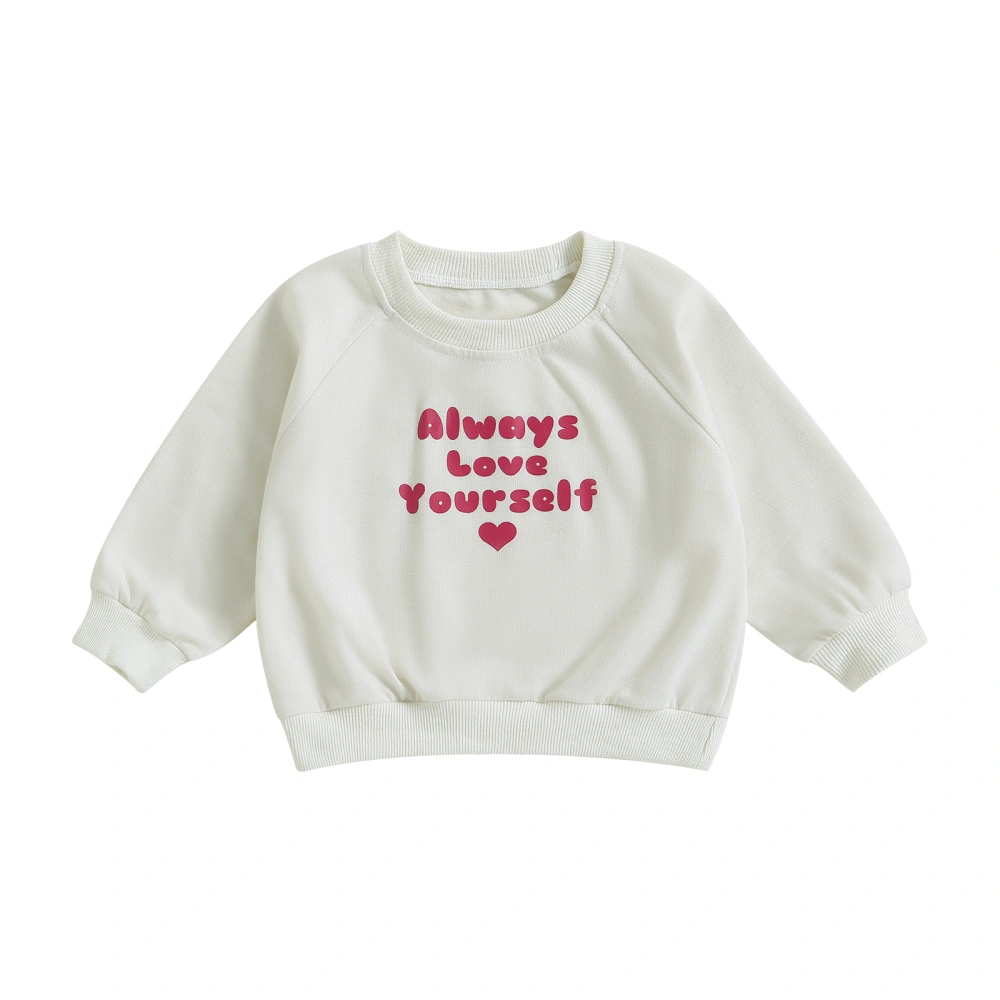 Kids Baby Sweatshirt Casual Letter Heart Print Long Sleeve Pullovers Autumn Shirt for Toddler Girls Boys