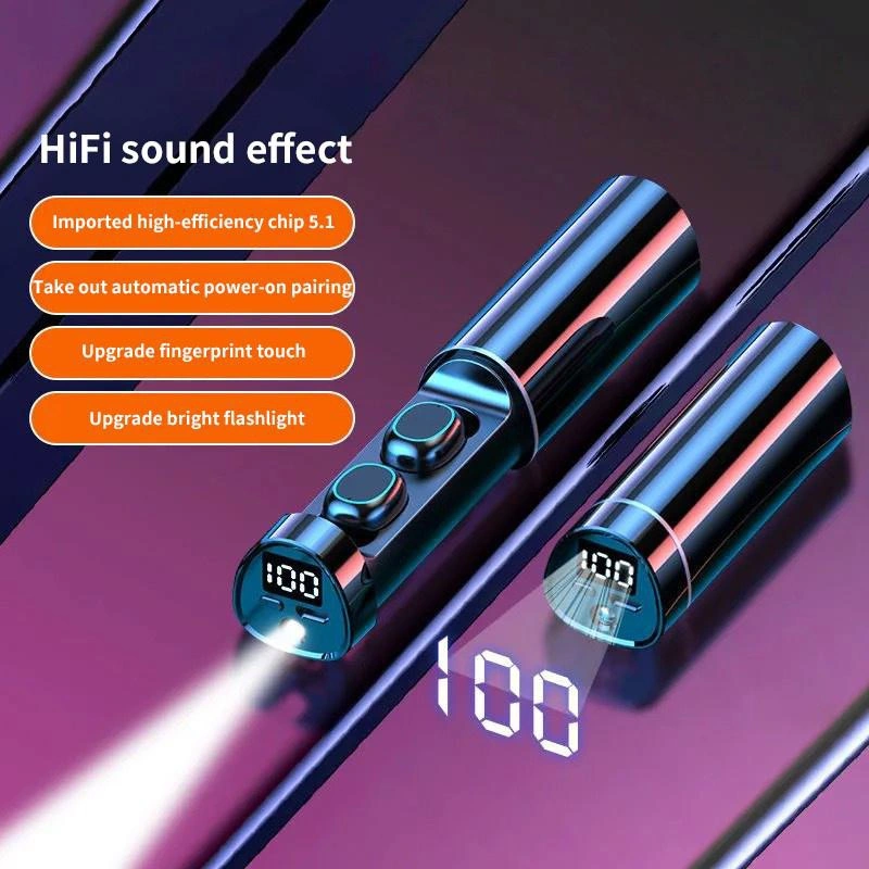 [Bluetooth5.1, 8D HiFI Noise Cancelling]  TWS Wireless Bluetooth Earphones Waterproof Sport Headset In Ear Bluetooth Earbuds Touch Control Headphones with LED Charging Case 