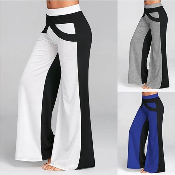 Women Casual High Waist Flare Wide Leg Long Pants Trousers