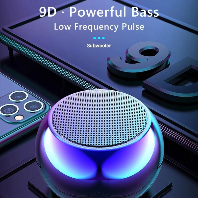 Round Mini Bluetooth 5.0 Wireless Speaker 9D Subwoofer Outdooe Sports Bluetooth Speaker CNC Turbo Music Player