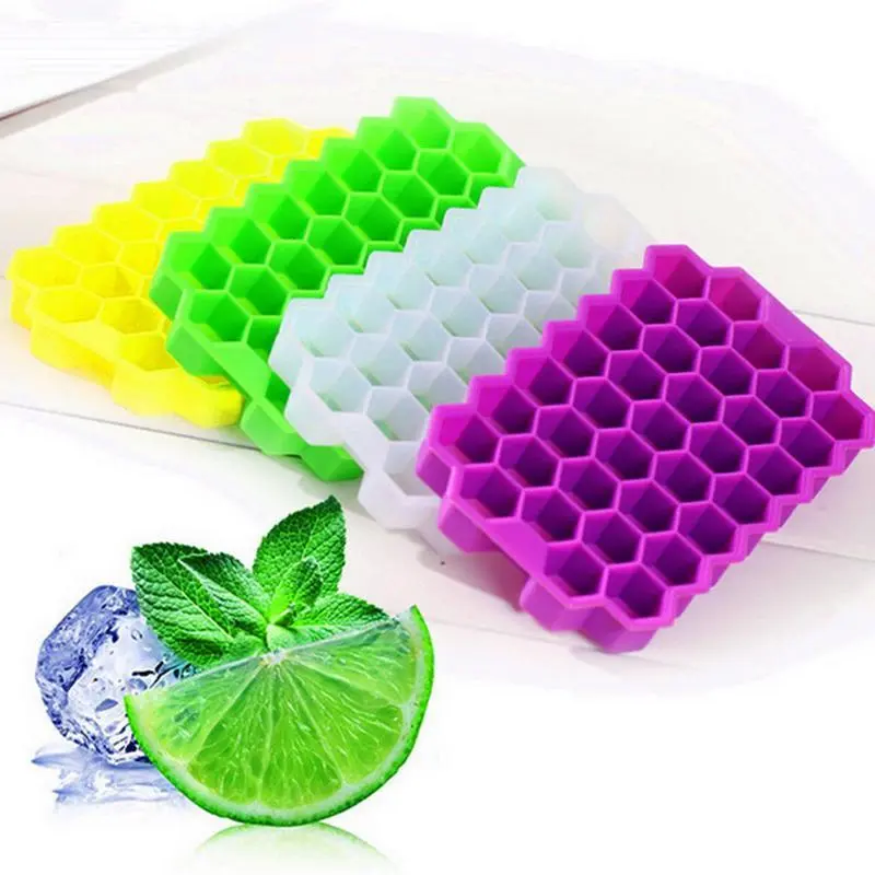 Home Useful Ice Cube Easy -Release Silicone Honeycomb Ice Cube Molds Tray For Wine Whiskey