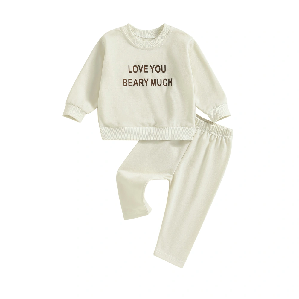 Toddler Baby Two Piece Outfit Letter Print Sweatshirt and Elastic Pants Set for Infant Girls Boy Warm Clothes