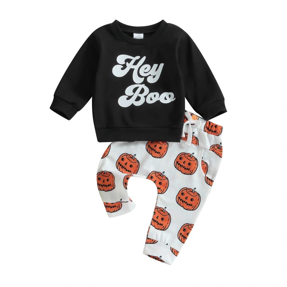 Baby Boys Girls Halloween Outfits Long Sleeve Sweatshirt + Pumpkin Pants Set Toddler Clothes