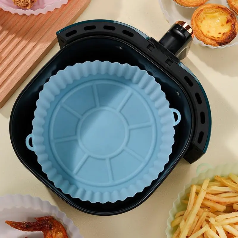 Reusable Baking Tray Air Fryer Baking Tray Roast Chicken Basket Carpet Deep Fryer Silicone Pot Round Replaceable Grill Frying Pan Accessories