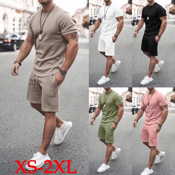 2023 Summer New Men's Short-sleeved T-shirt Shorts Two-piece Sports and Leisure Suit