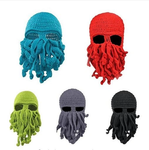 New ON SALE Unisex Octopus Winter Warm Knitted Wool Face Mask Hat Squid Cap Cthulhu Tentacles Beanie Hat