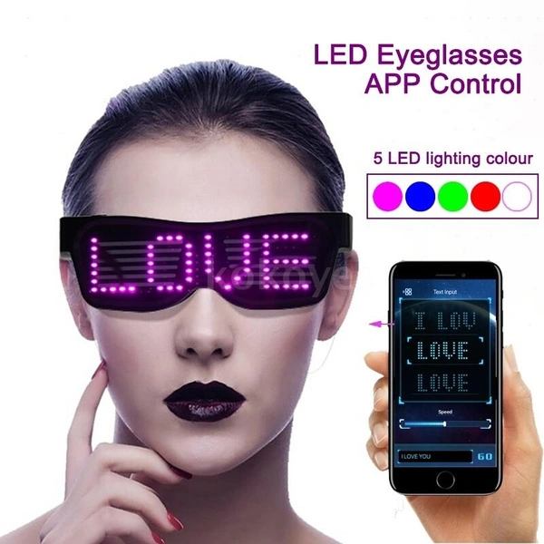 LED Glasses Glowing Magic Glasses USB Rechargeable Party Supplies Glasses For Holiday Party KTV DJ Nightclub(Button/APP Control)