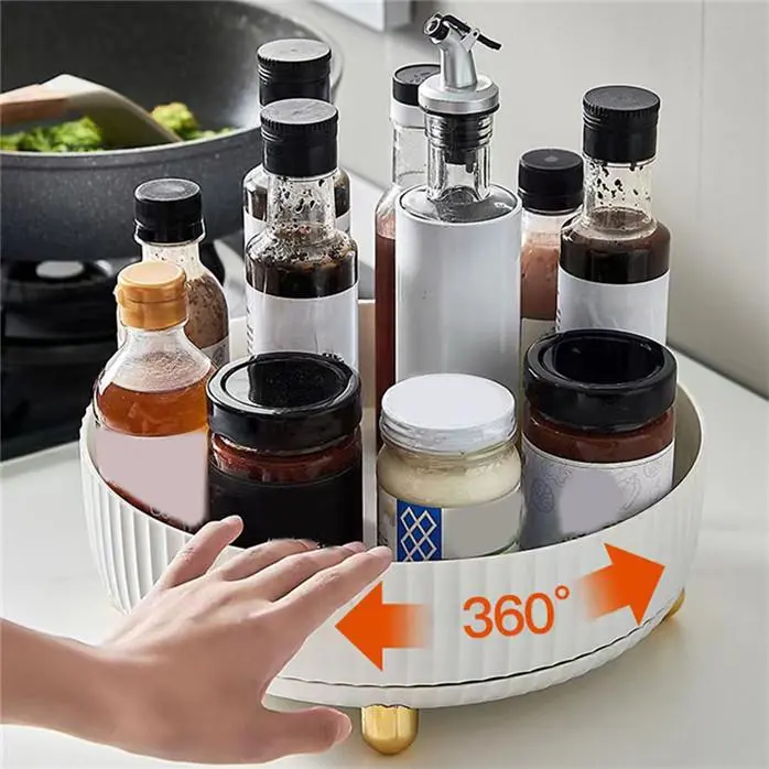 360 Rotation Non-Skid Spice Rack Pantry Cabinet Turntable Rotating Organizer for Kitchen Seasoning