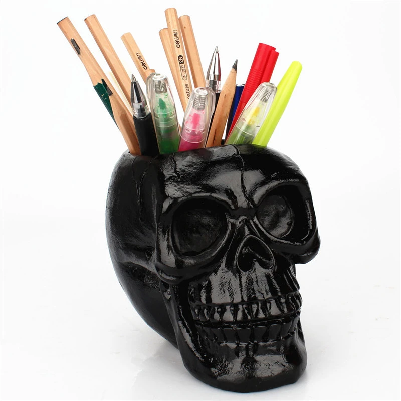 Multifunction Creative Skull Storage Make up Organizer Flower Pot Pencil Case Makeup Brush Holder Stationery Holder