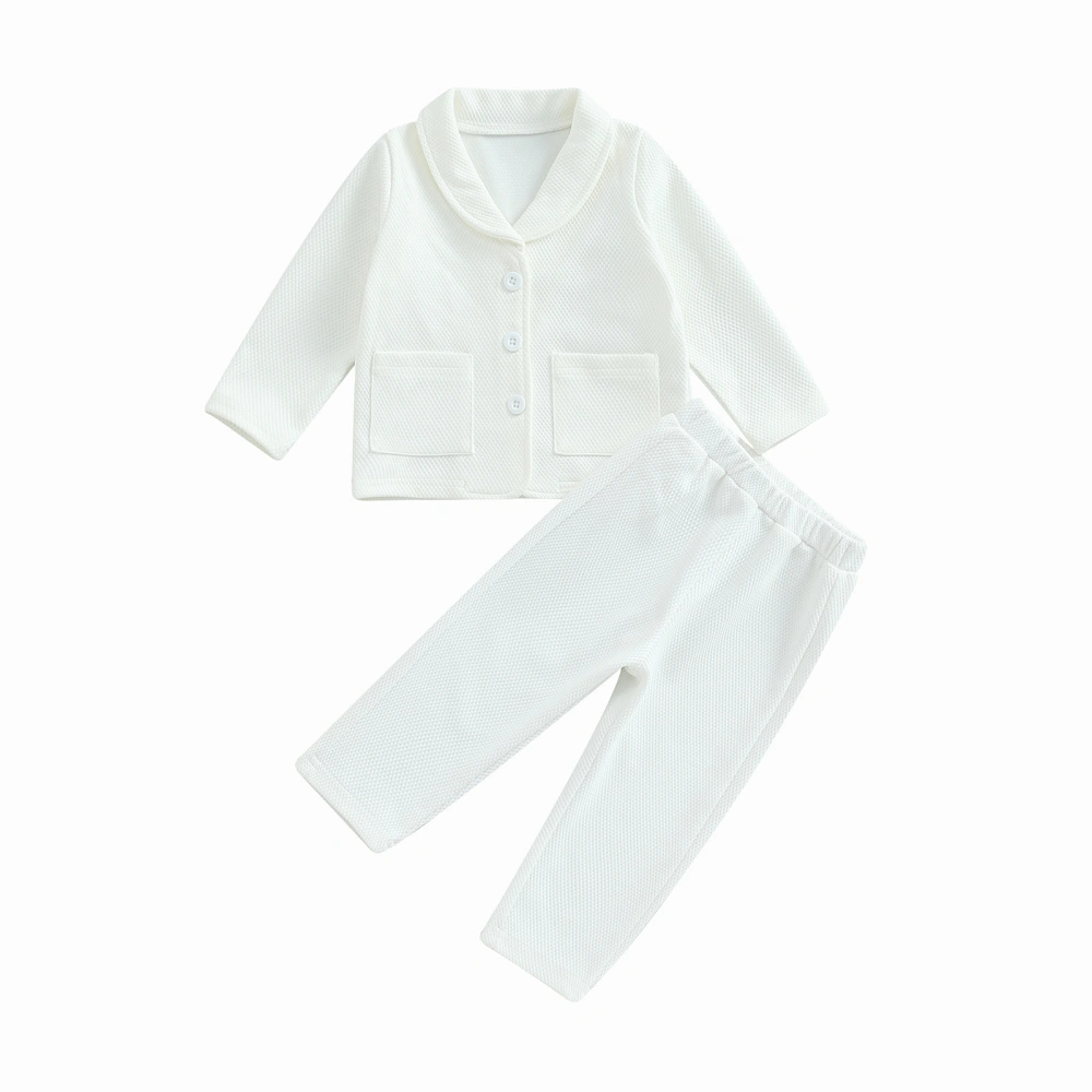 Baby Boys Outfit, Long Sleeve Lapel Collar Jacket with Elastic Waist Pants Infant Clothes