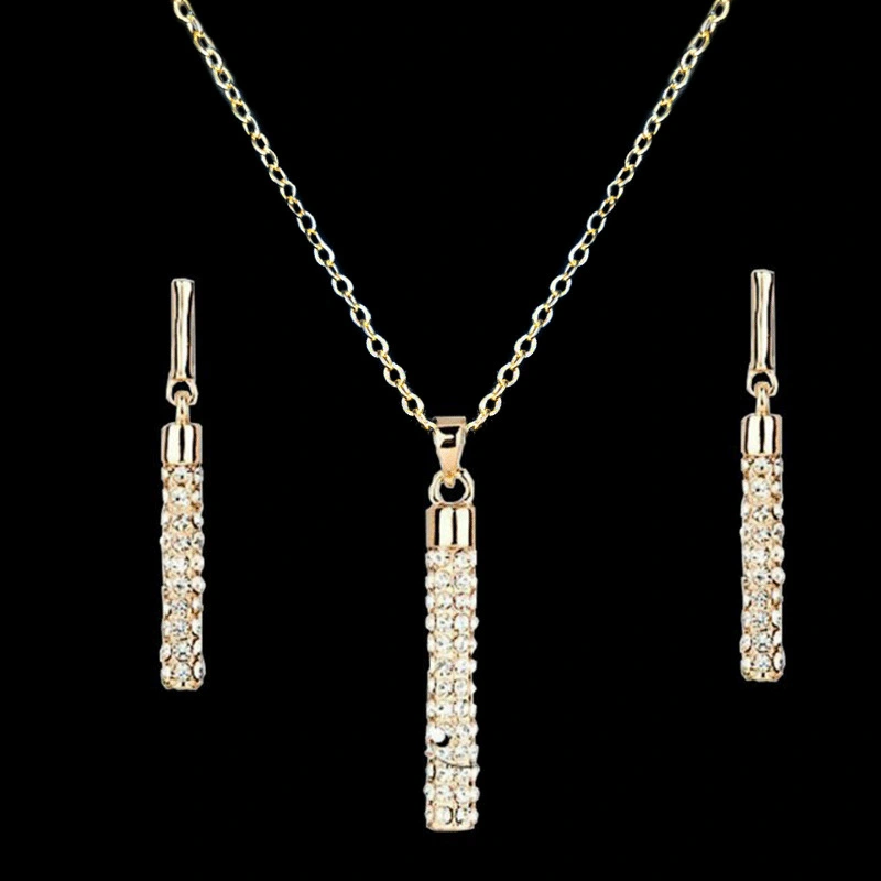 18K Gold Plated Drop Earrings and Pendant Necklace Jewelry Sets