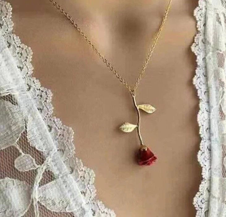 Delysia King Red Rose Flower Pendant Necklace