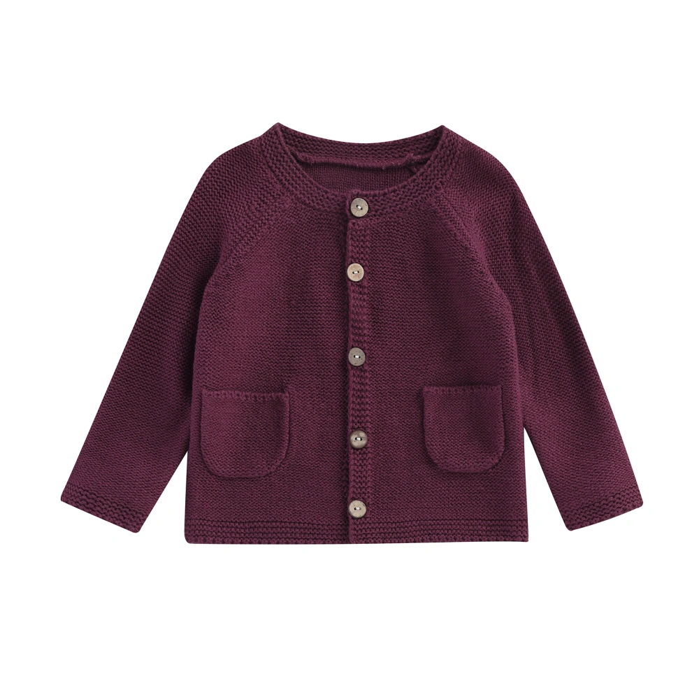 Baby Girls Knitted Cardigan Solid Color Long Sleeve Knit Crochet Button Sweater Coat Cute Fall Winter Jacket Warm Clothes