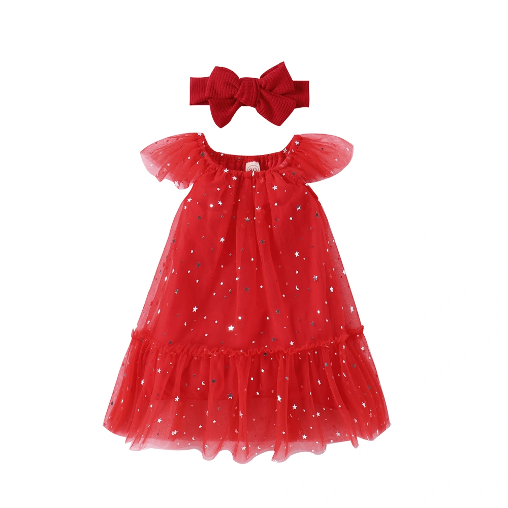 Toddler Girls Two Piece Outfits Christmas Sequins Tulle Tutu Dress and Headband for Party Summer Clothes