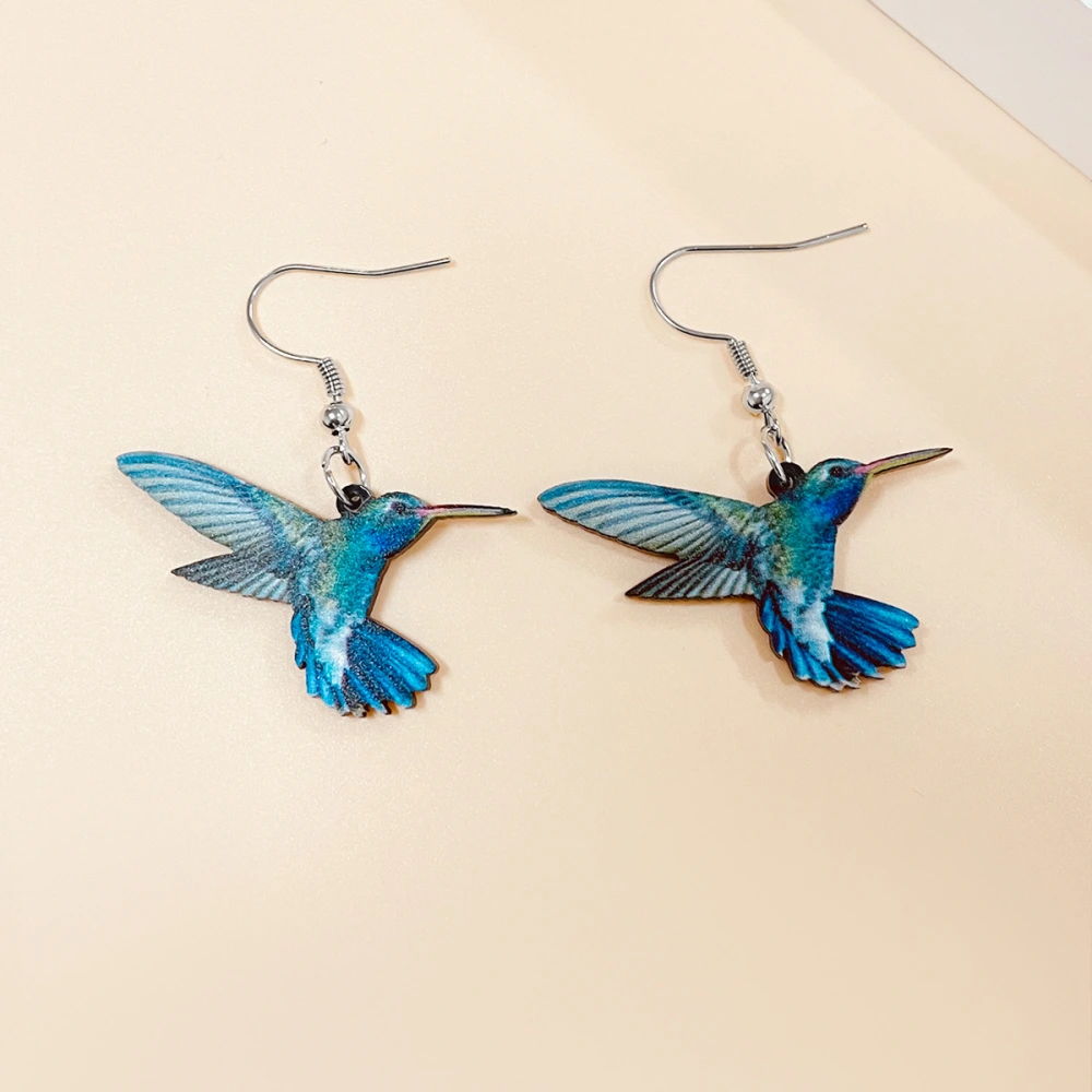 Acrylic Flying Voilet Sabrewing Hummingbird Bird Earrings Dangle Drop Fashion Animal Jewelry For Women Girls Kids