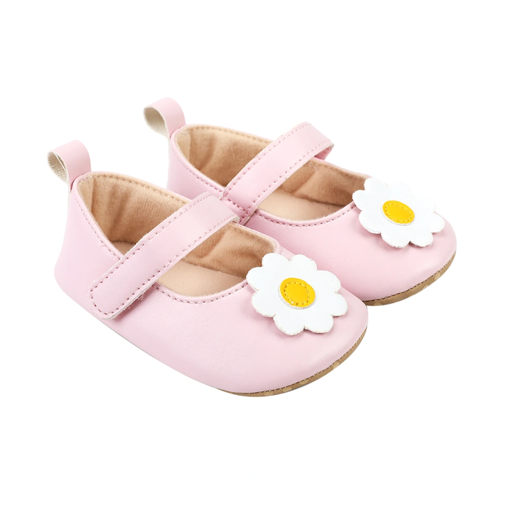 Baby Girls Premium PU Flats Infant Flower Decor First Walker Crib Shoes for Party, Festival, Baby Shower