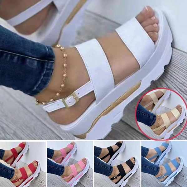 Women's Fashion Casual Platform Shoes Thick Heels Wedge Sandals Slippers For Summer Open Toe 36-43 isfang