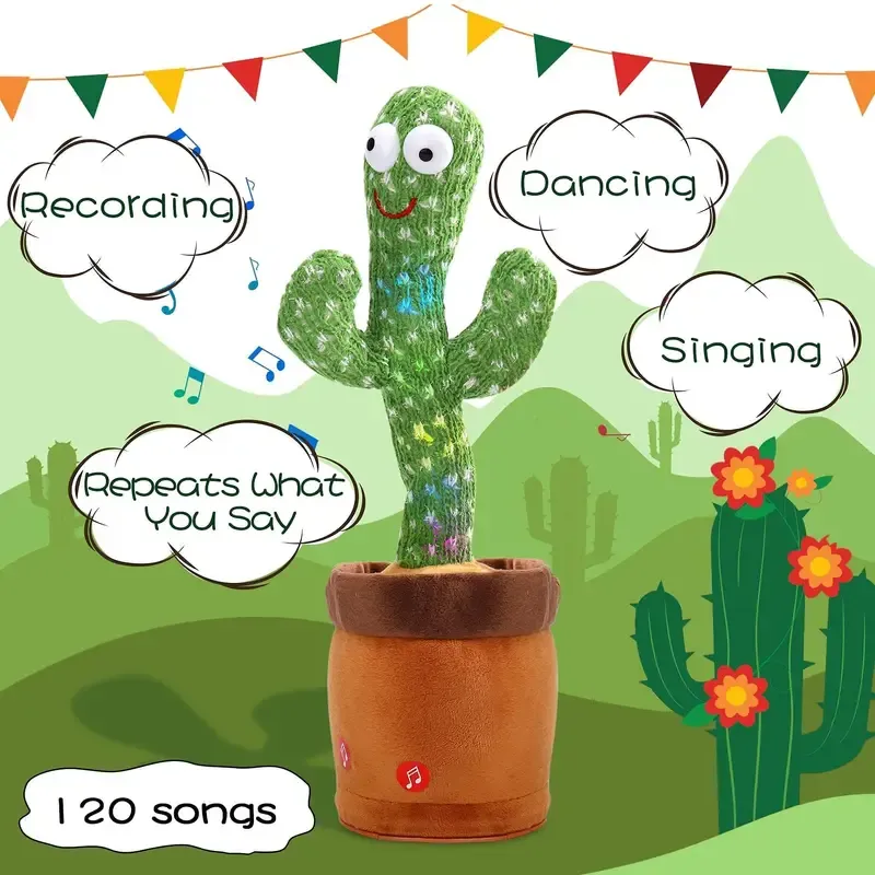 Talking Cactus Toy - Wriggle, Sing & Repeat What You Say - 15 Sec Voice Recorder - Perfect for Baby Boys & Girls!