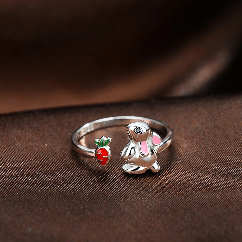 Jewelry Bunny Radish Sterling Silver Ring Female Opening